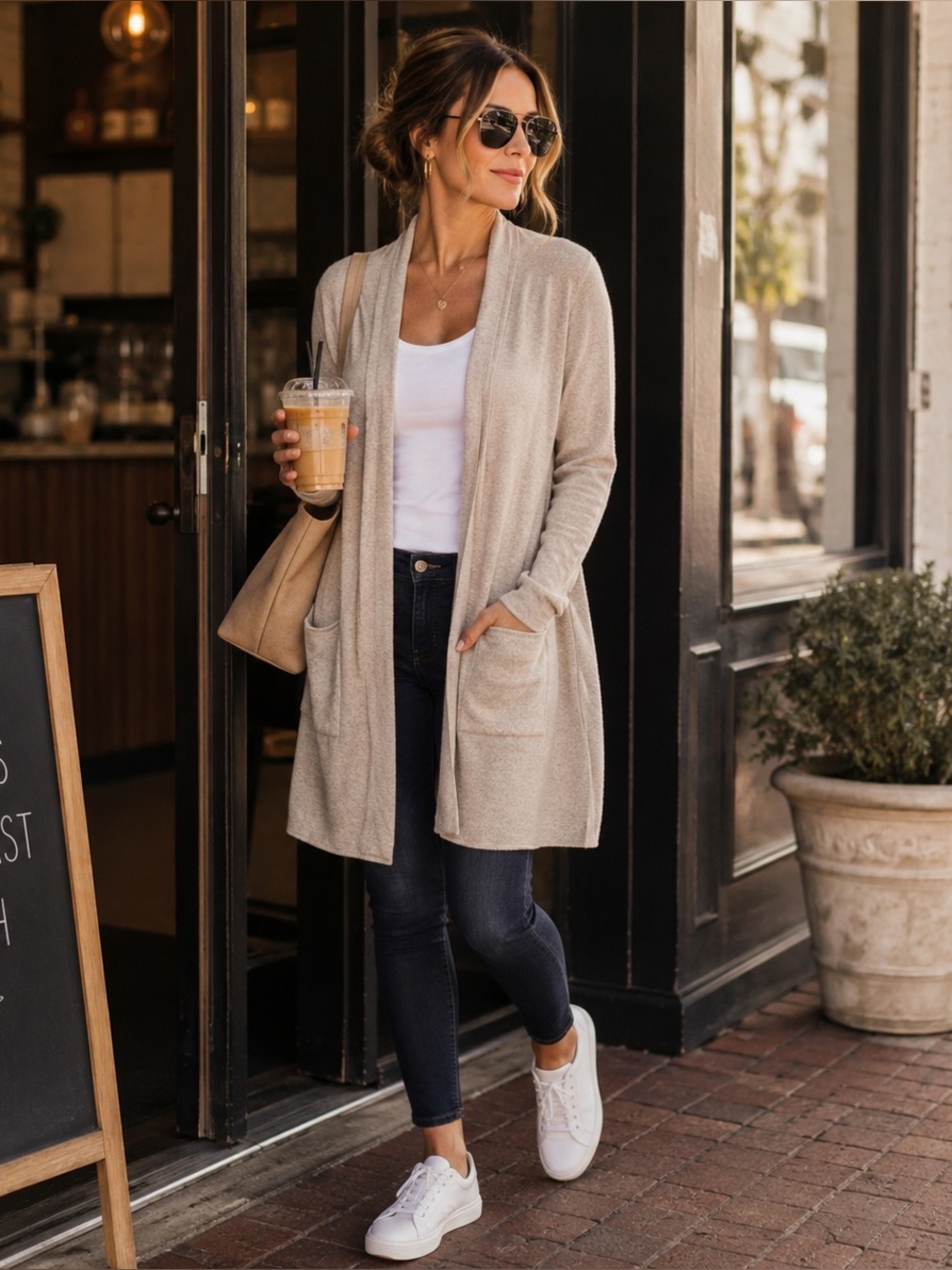 Barefoot Dreams CozyChic Lite Knit Cardigan | Beige  | Size XL